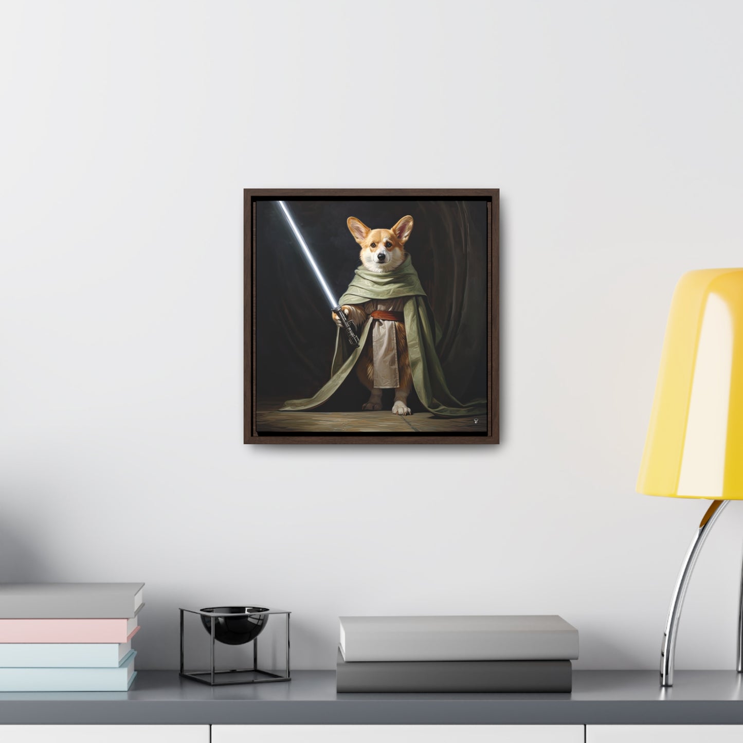 Jedi Corgi - Framed on Canvas