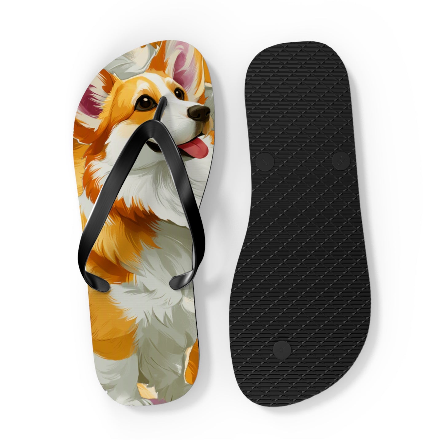 Classic Queen's Corgi Custom Artistic Unisex Flip Flops – Cool Pembroke Welsh Corgi Sandals
