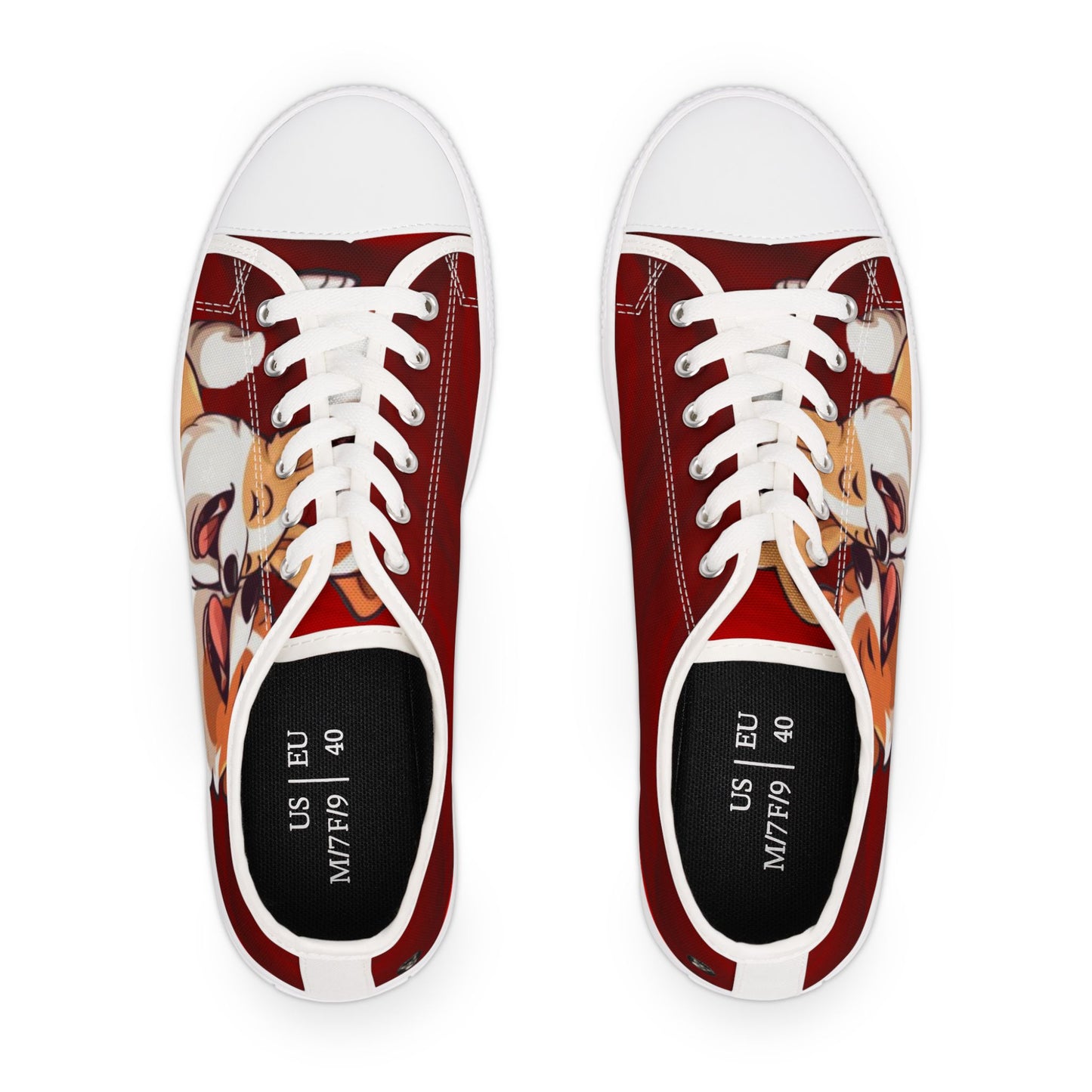 Best Mates Cute Cartoon Corgis Women's Low Top Casual Canvas Red Sneakers