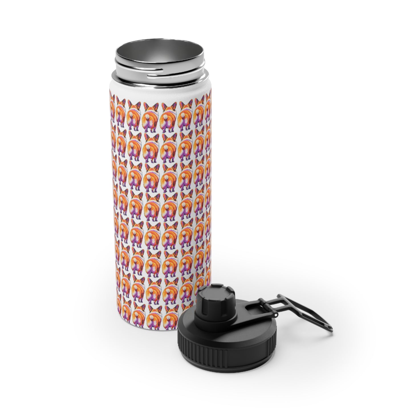 Corgi Butt Mosaic - Water Bottle with Sport Lid