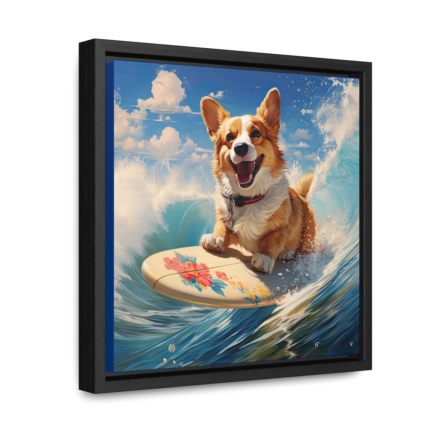 Cowabunga Corgi - Framed on Canvas