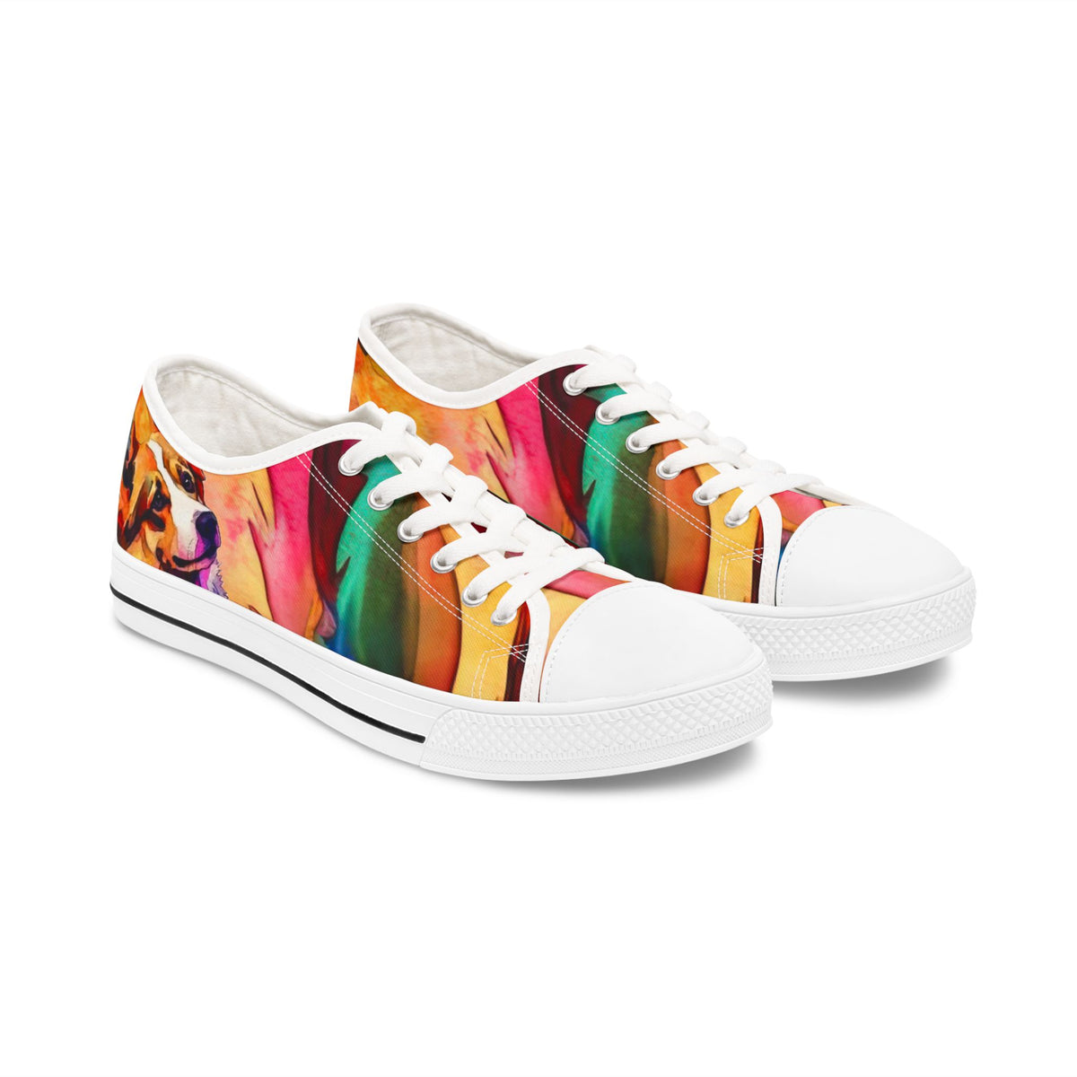 Motley Corgi Women's Low Top Casual Watercolor Canvas Sneakers