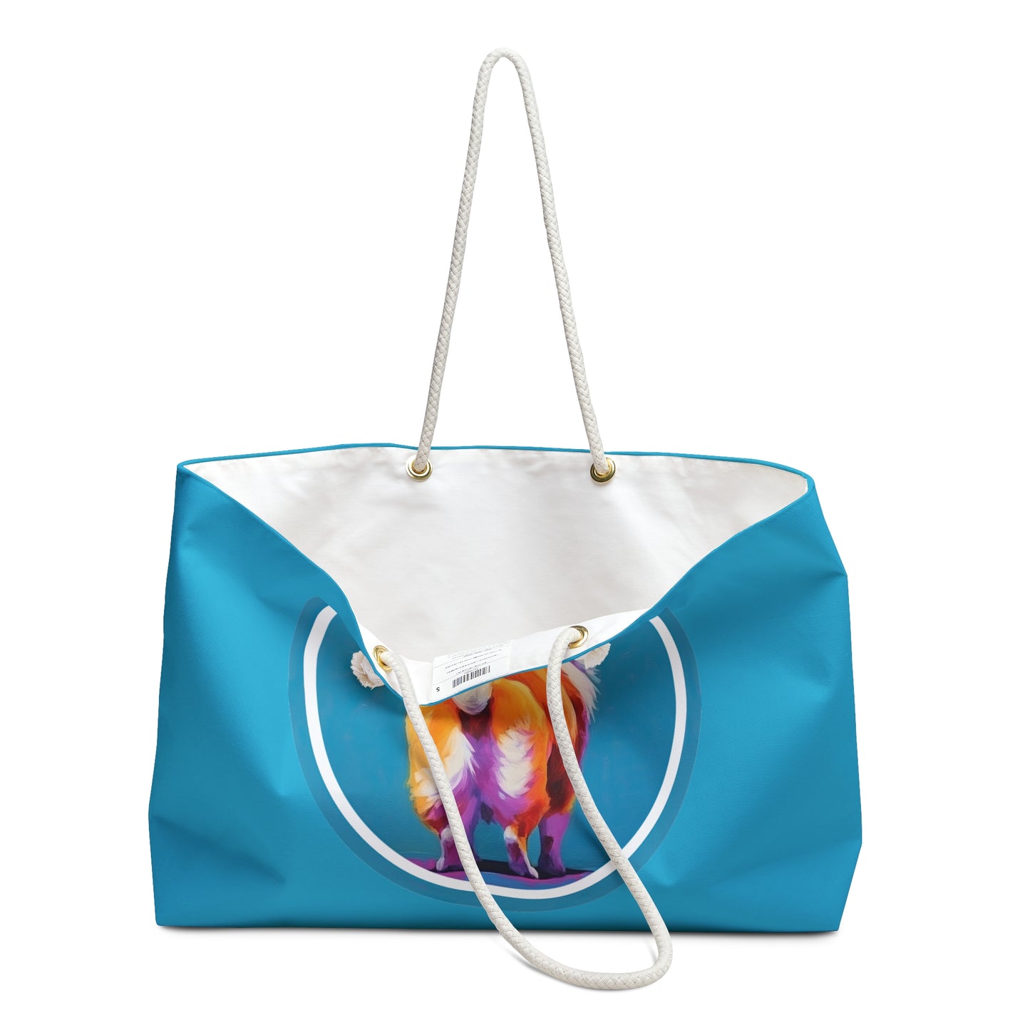 Corgi Butt Custom Artwork Weekender Beach Bag – Blue Corgi Travel Tote