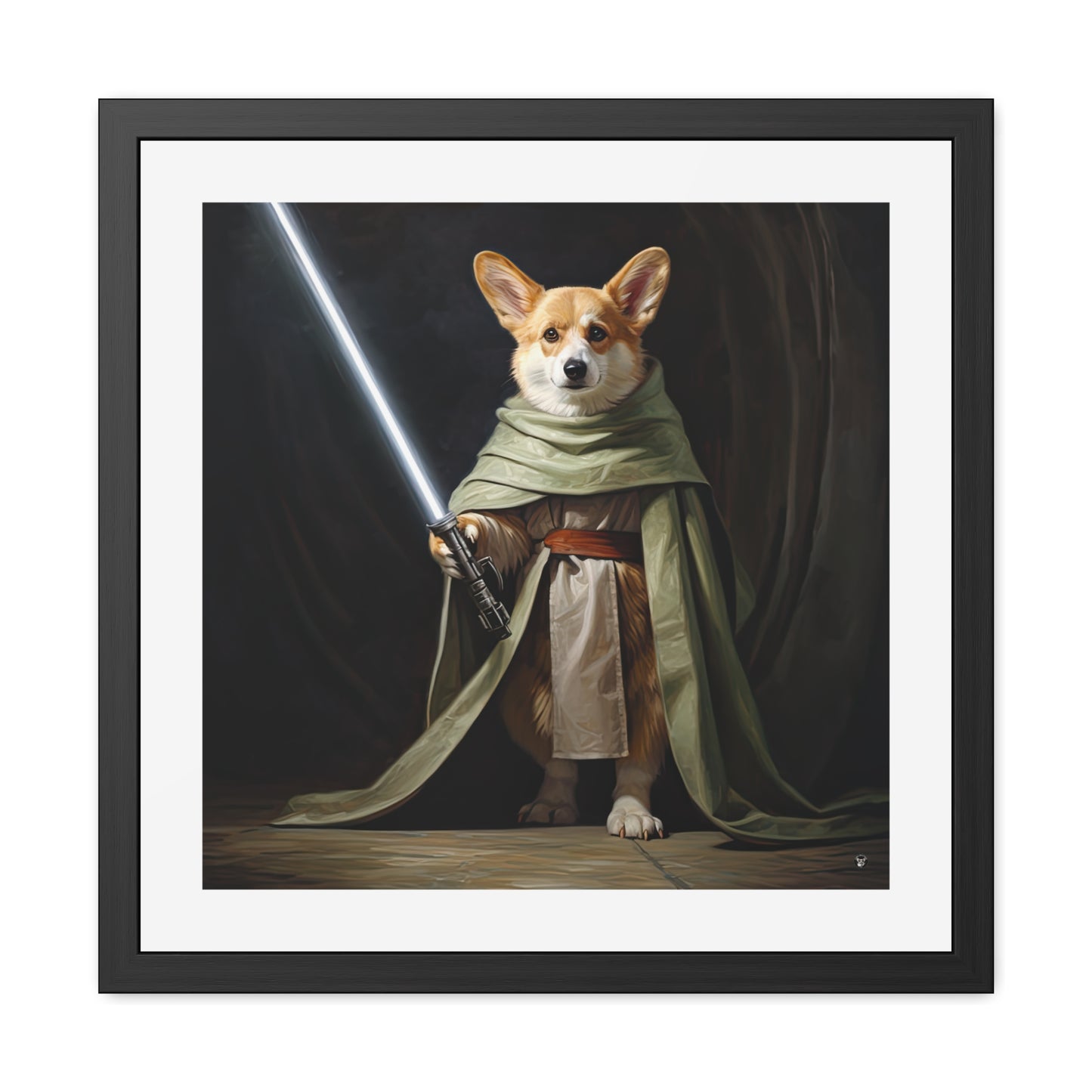 Impression Encadrée Corgi Jedi