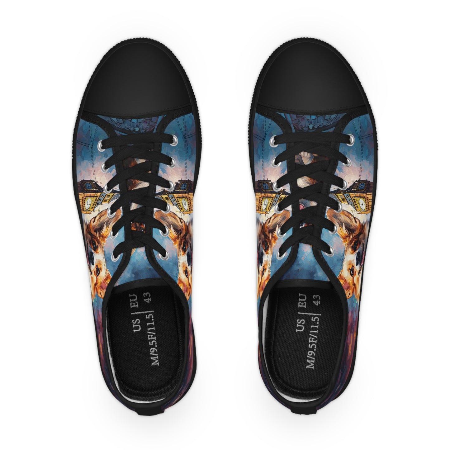Corgi & Ben London Themed Men's Low-Top Casual Canvas Sneakers
