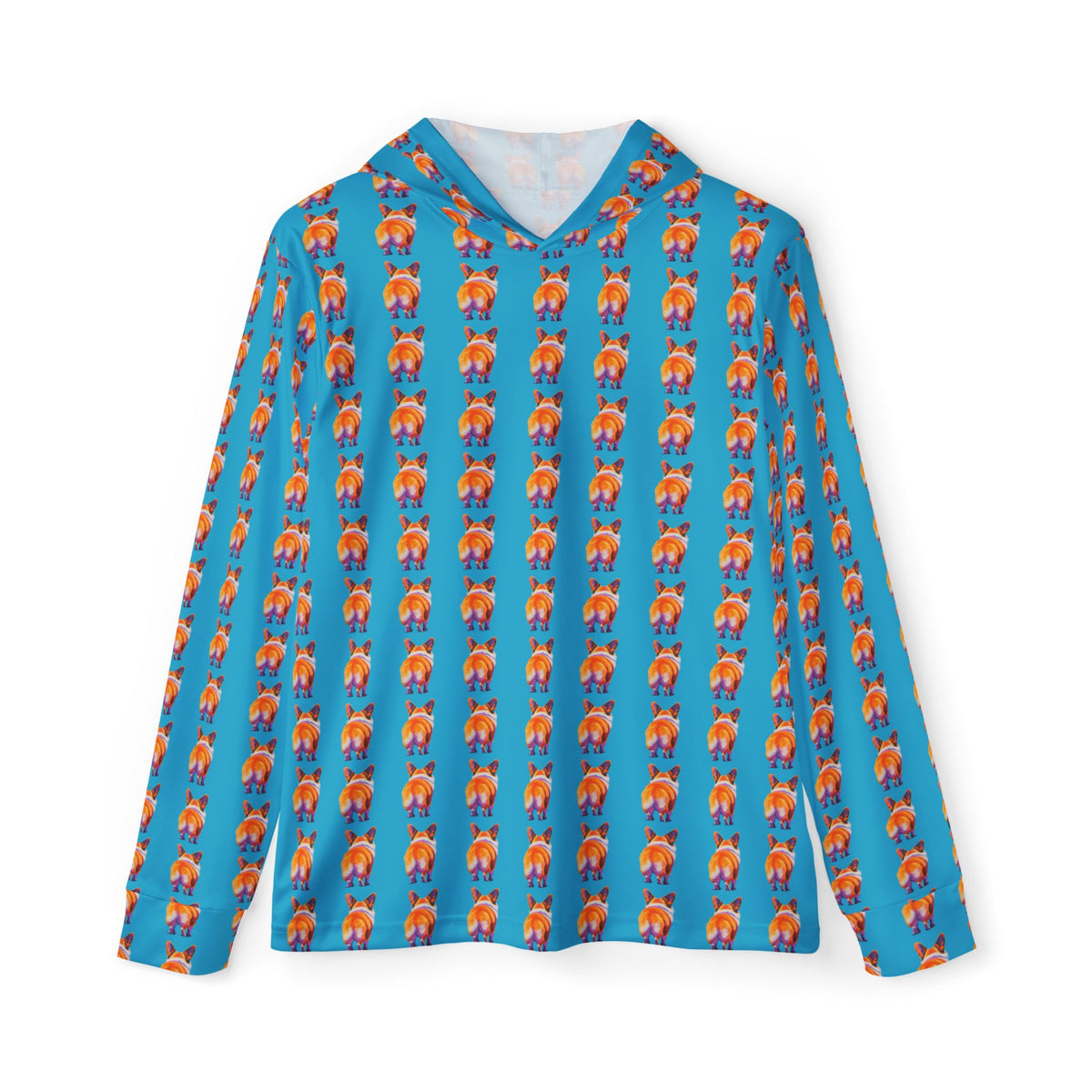 Corgi Butt Stripes Artistic Portrait - Blue Light Hoodie
