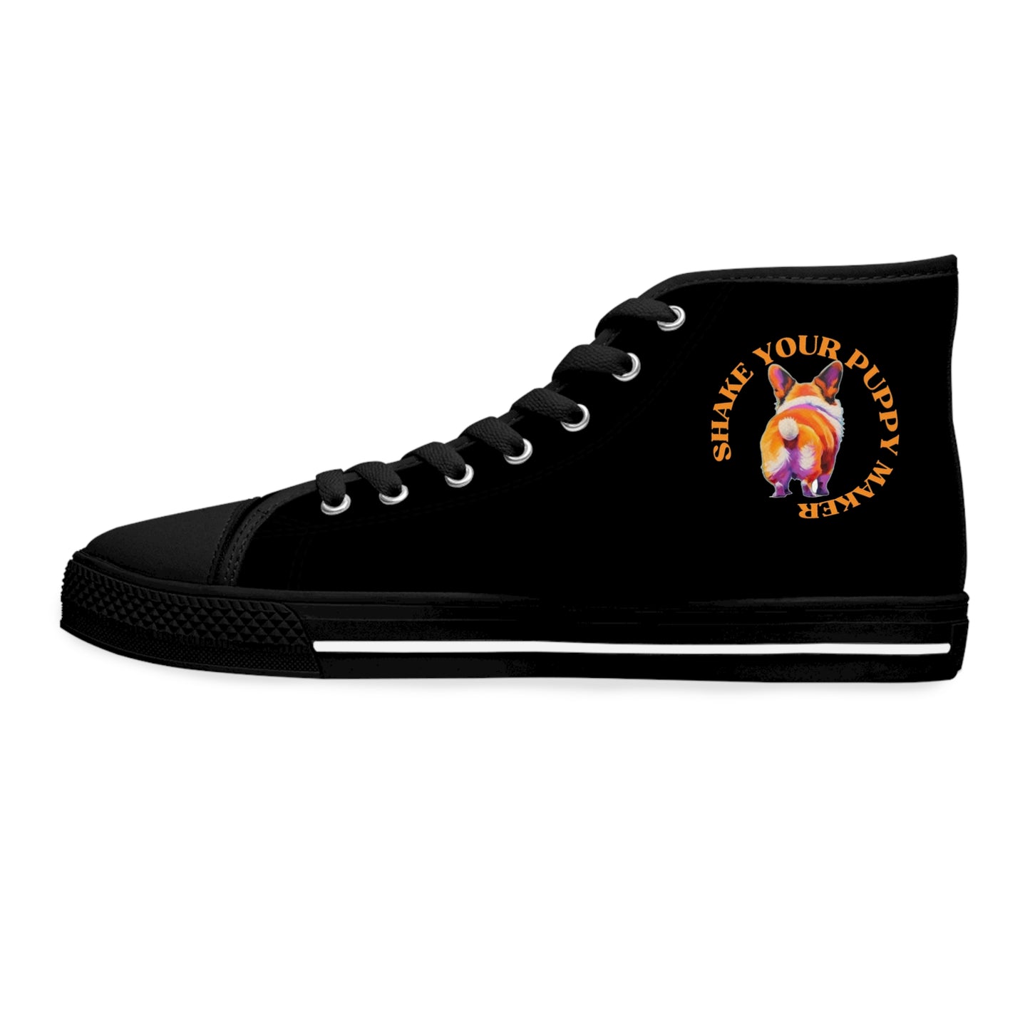 Shake Your Puppy Maker Women's High Top Casual Black Canvas Sneakers