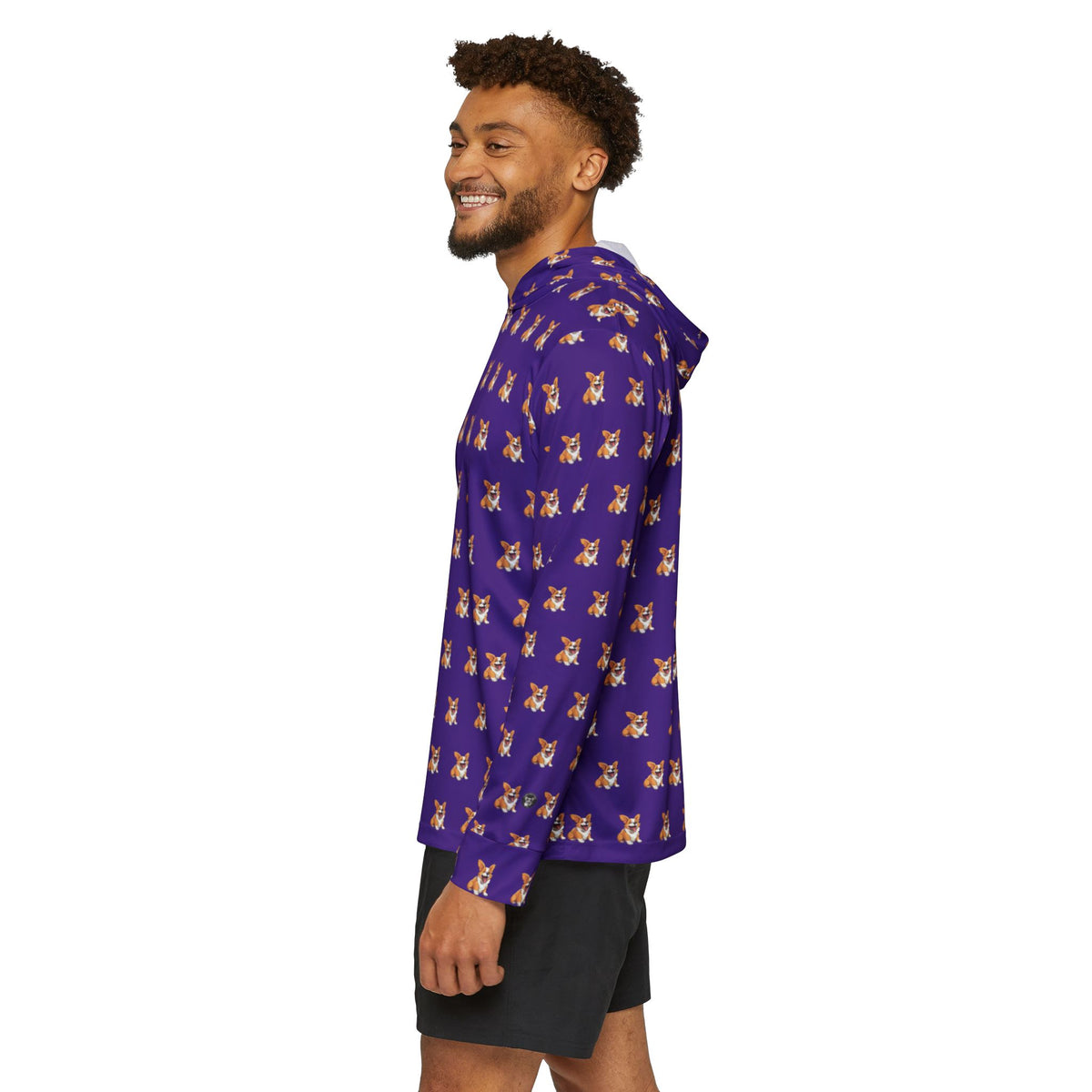 Jolly Jiggling Animated Corgi - Purple Light Hoodie