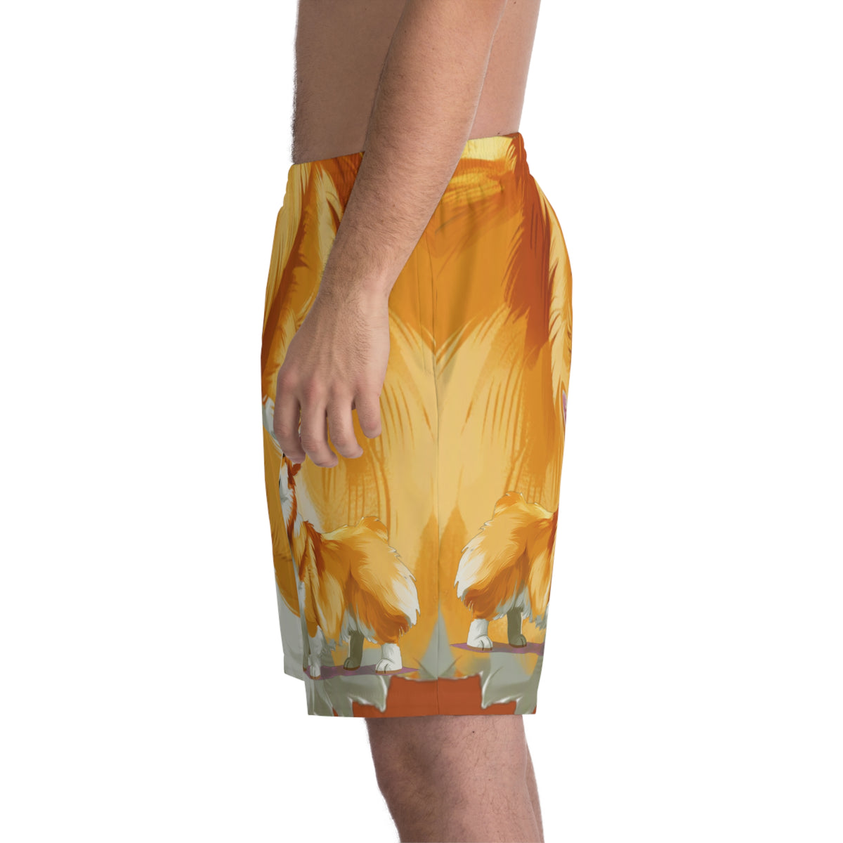 The Queen's Corgi Companion Board Shorts - Multicolor Corgi Swimsuit