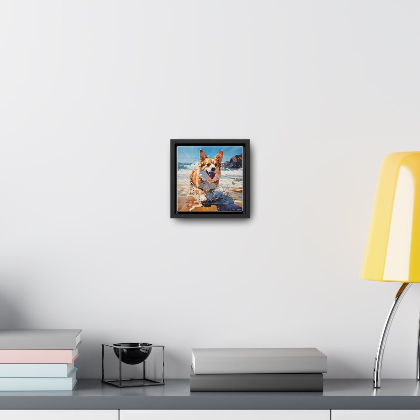 Coastal Corgi - Framed on Canvas