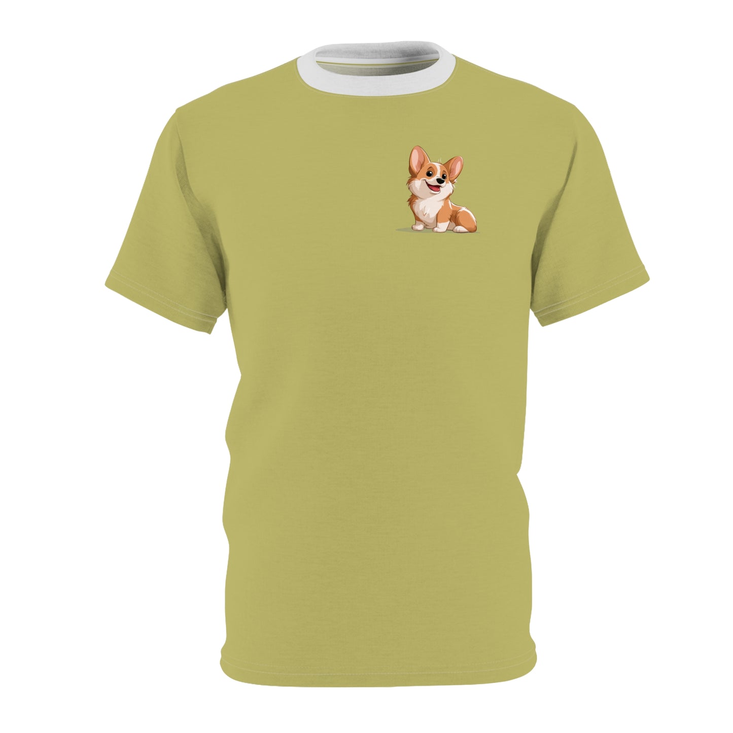 Cute Corgi Puppy Unisex Bold Fashion Tee — Khaki Graphic T-Shirt