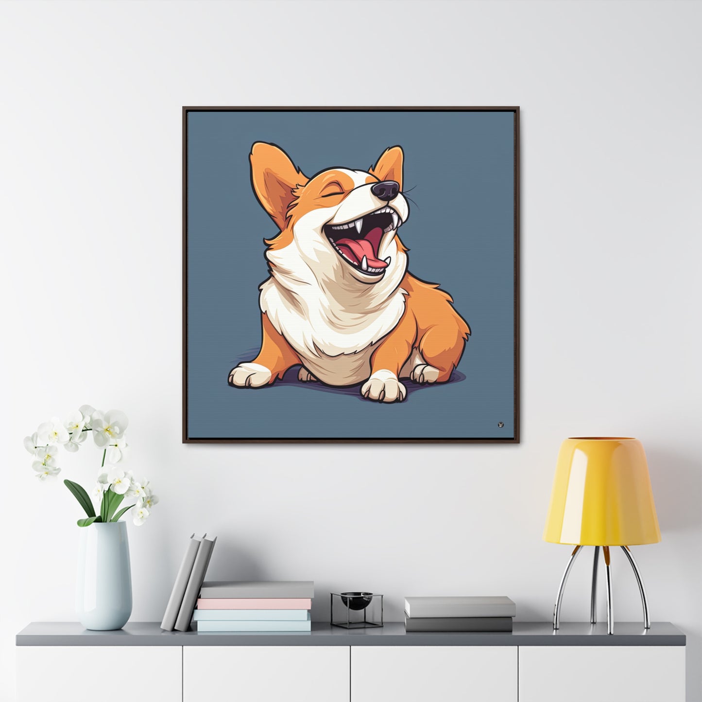 Comical Corgi - Framed on Canvas