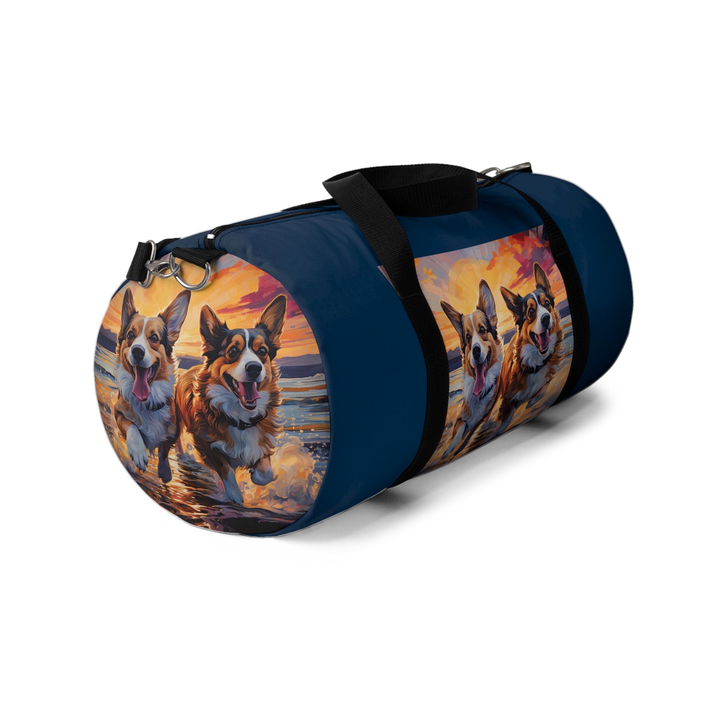 Beach Buds Corgi Duffel Bag - Fun Blue Corgi Travel Gym Bag