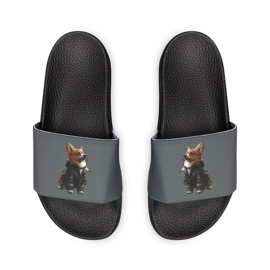 Leader of the Pack Men's Gray Slide Sandals - Casual Pool & Beach Slides