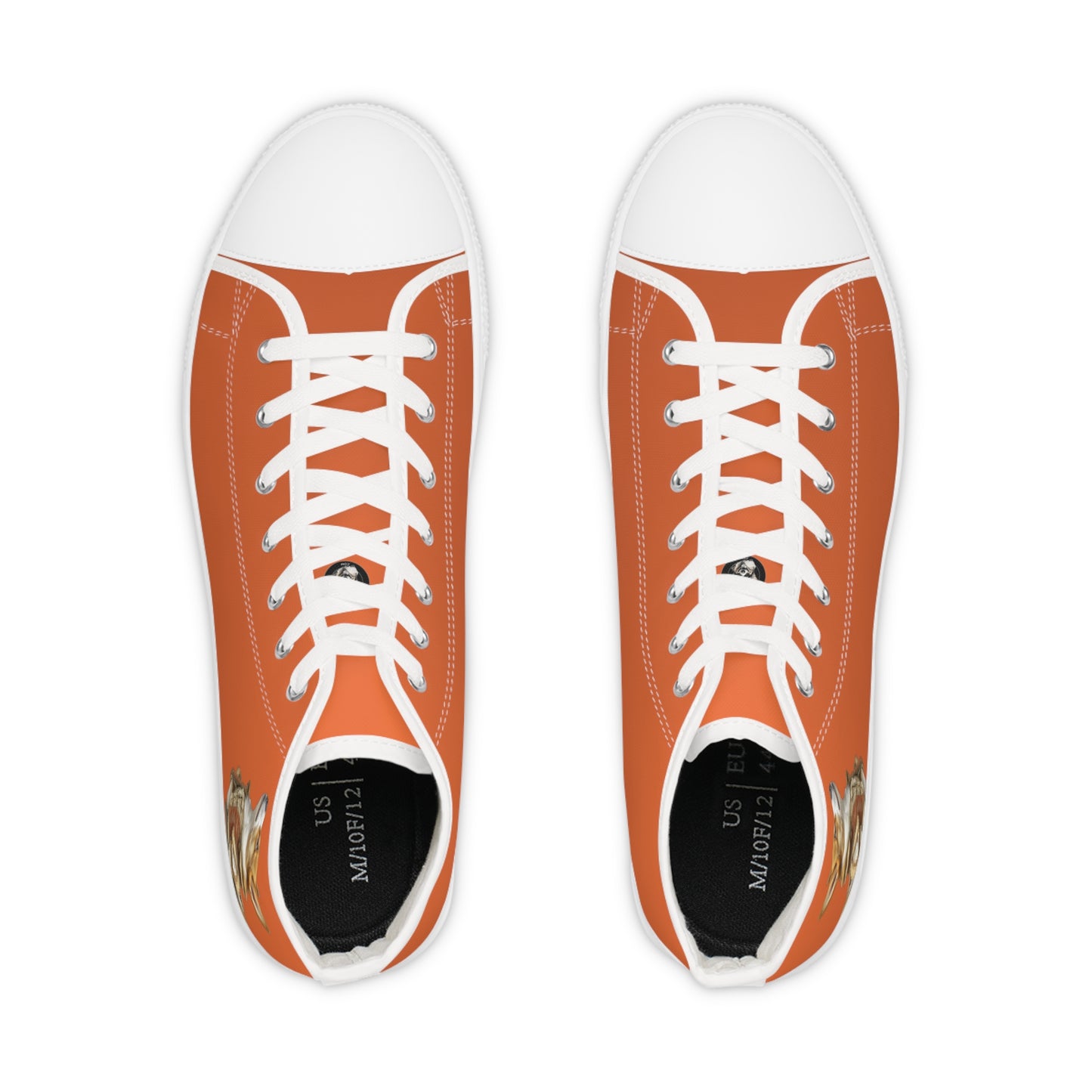 Prince Corgi Burnt Orange Men's High Top Casual Canvas Sneakers with Royal Artwork