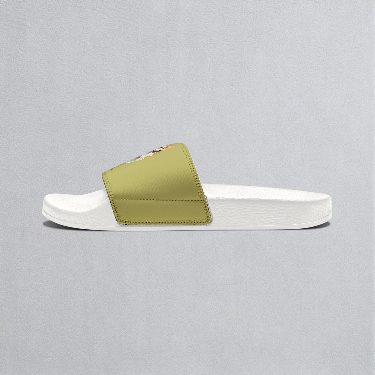 The Queen's Corgi Companion Men's Khaki Slide Sandals - Casual Pool & Beach Slides