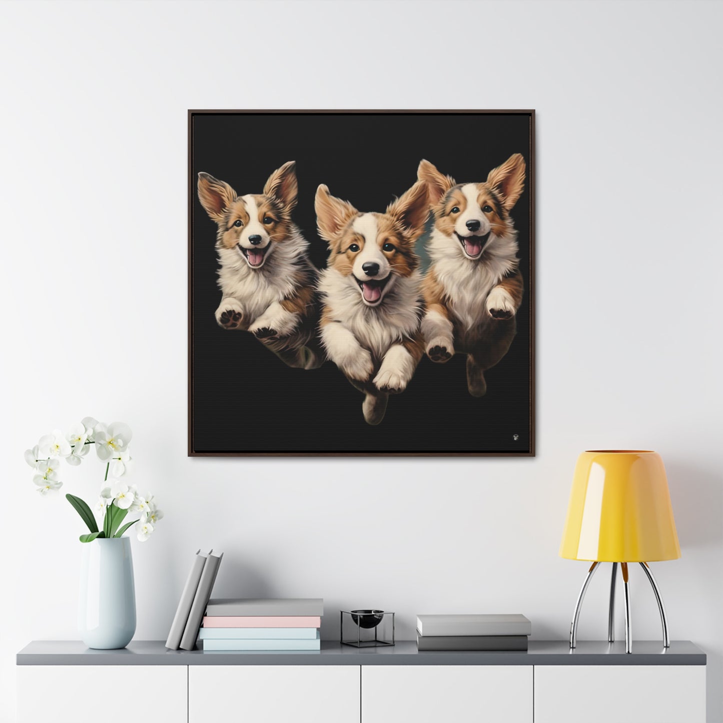 Corgi Enthusiasm - Framed on Canvas