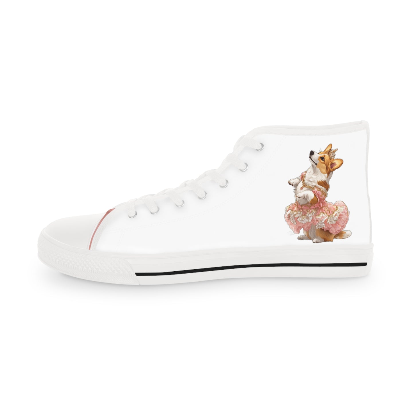 Princess Corgi Men's High Top Casual White & Rose  Sneakers