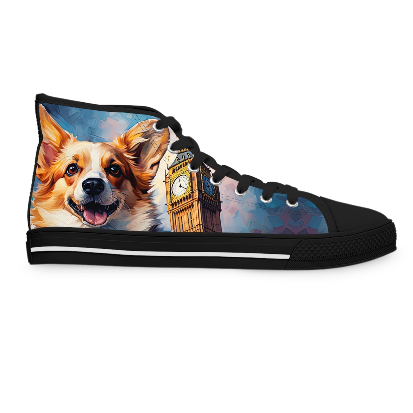 Corgi & Big Ben in London Women's High Top Casual Canvas Sneakers