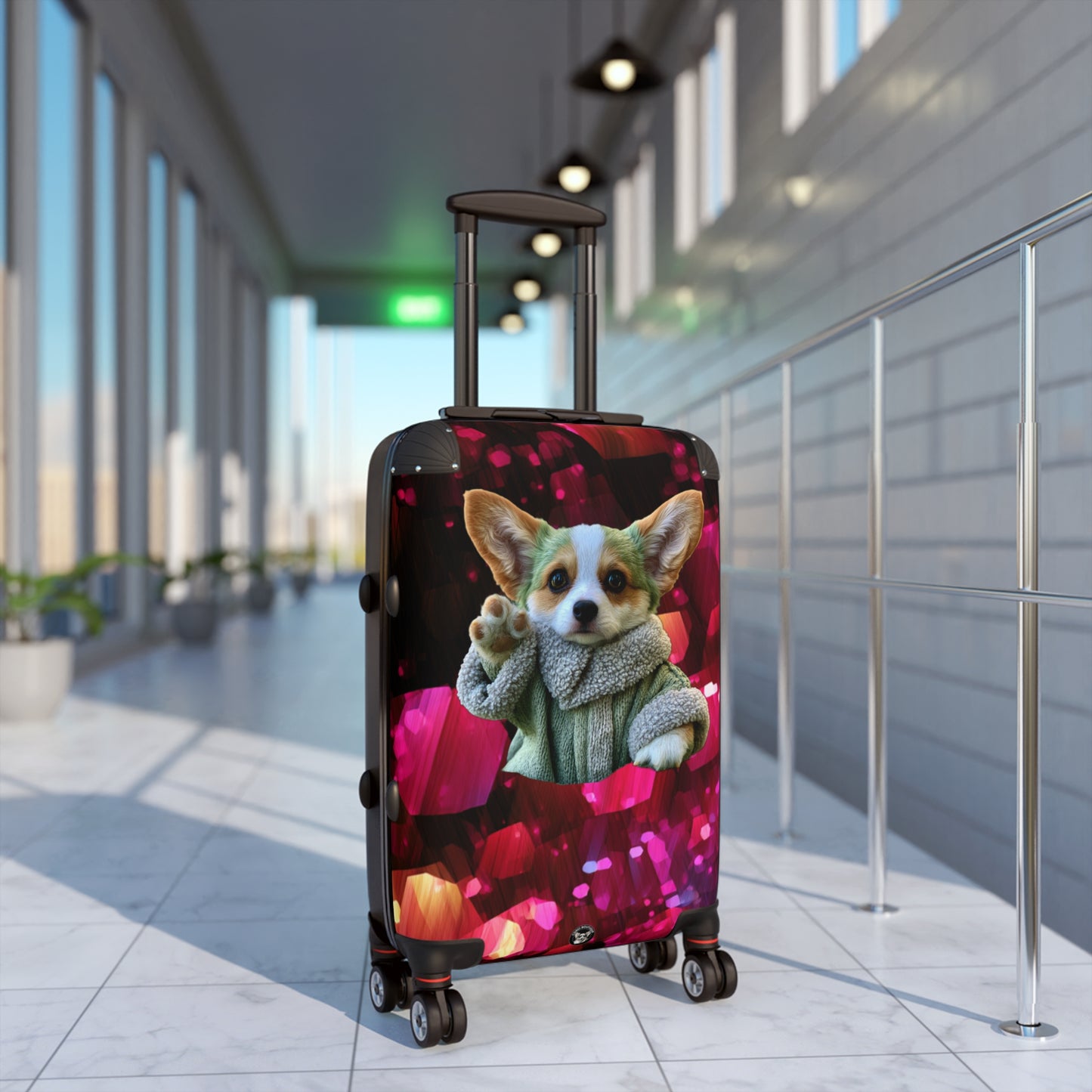 Baby Corgi Space Glitter Puppy Suitcases – May the Corgi & This Star Warrior Luggage Be With You