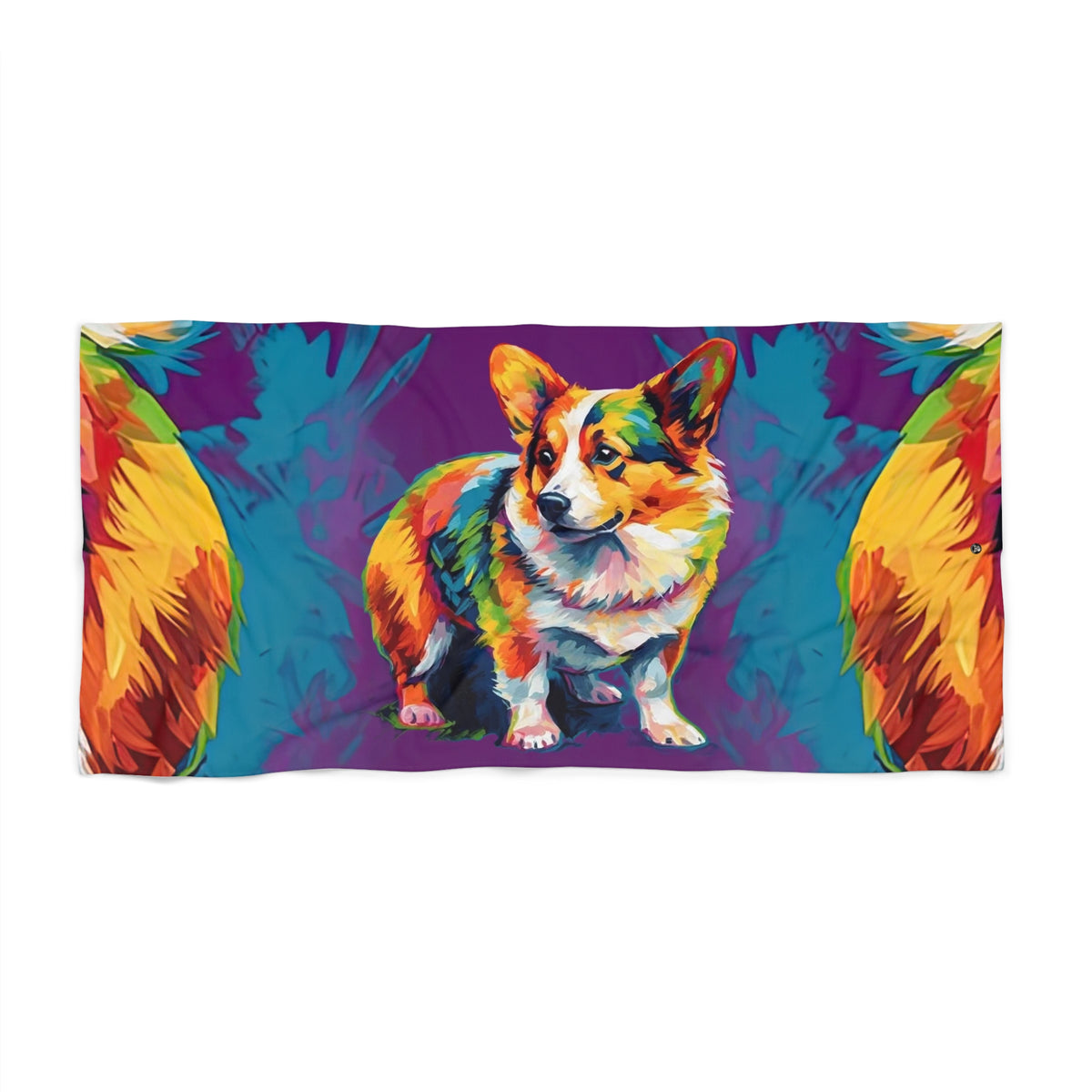 Scouter Corgi Watercolor Beach Towel - Colorful Pool Wrap
