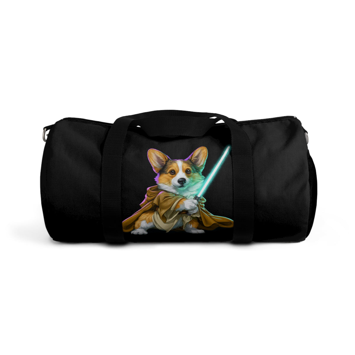 Little Light Knight Corgi Star Warrior Duffel Bag - Black Corgi Fighter Travel Gym Bag