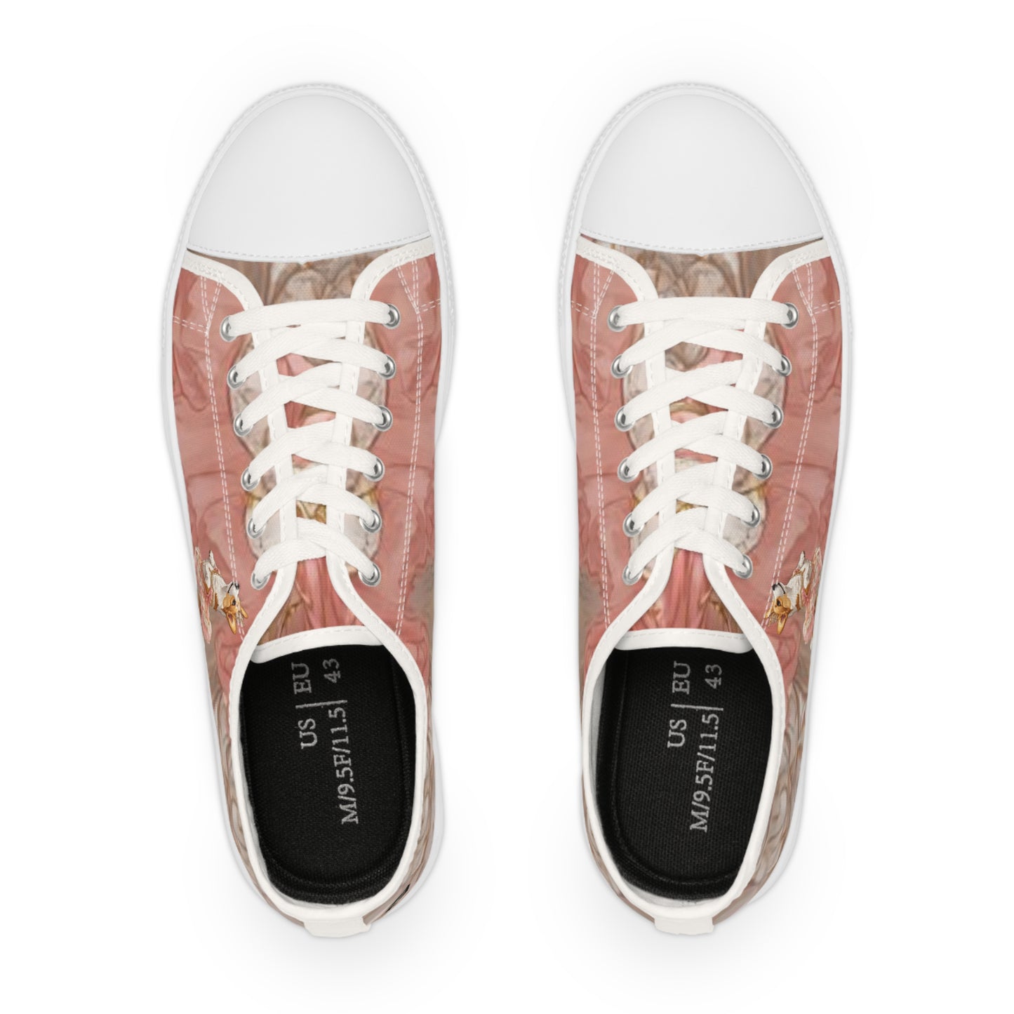 Princess Corgi Pink Rose Floral Men's Low-Top Casual Canvas Sneakers