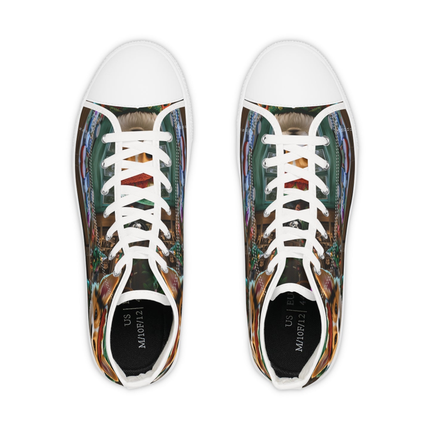 Santa's Little Helper Holiday Elf High Tops - Festive Corgi Men's Sneakers