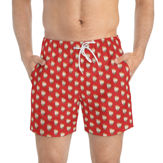 Baby Got Back - Corgi Butt Strut Swim Trunks - Red Swimsuit