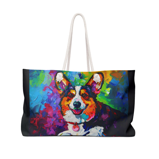 Color Me Corgi Weekender Beach Bag –  Corgi Oil Painting Travel Tote