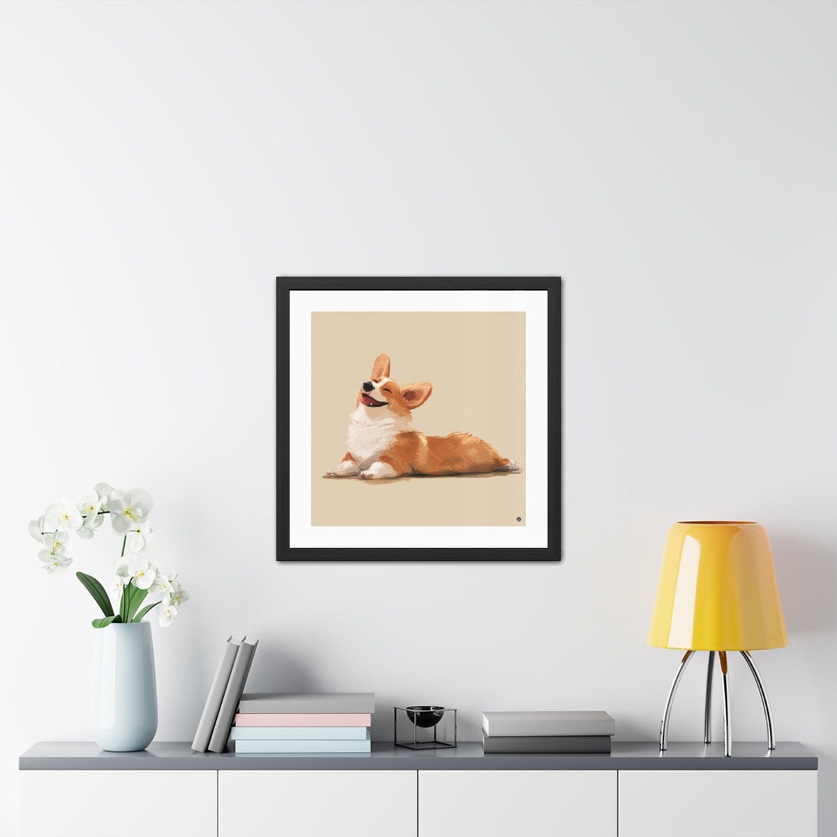 Giddy Sploot  - Happy Corgi Exclusive Framed Print