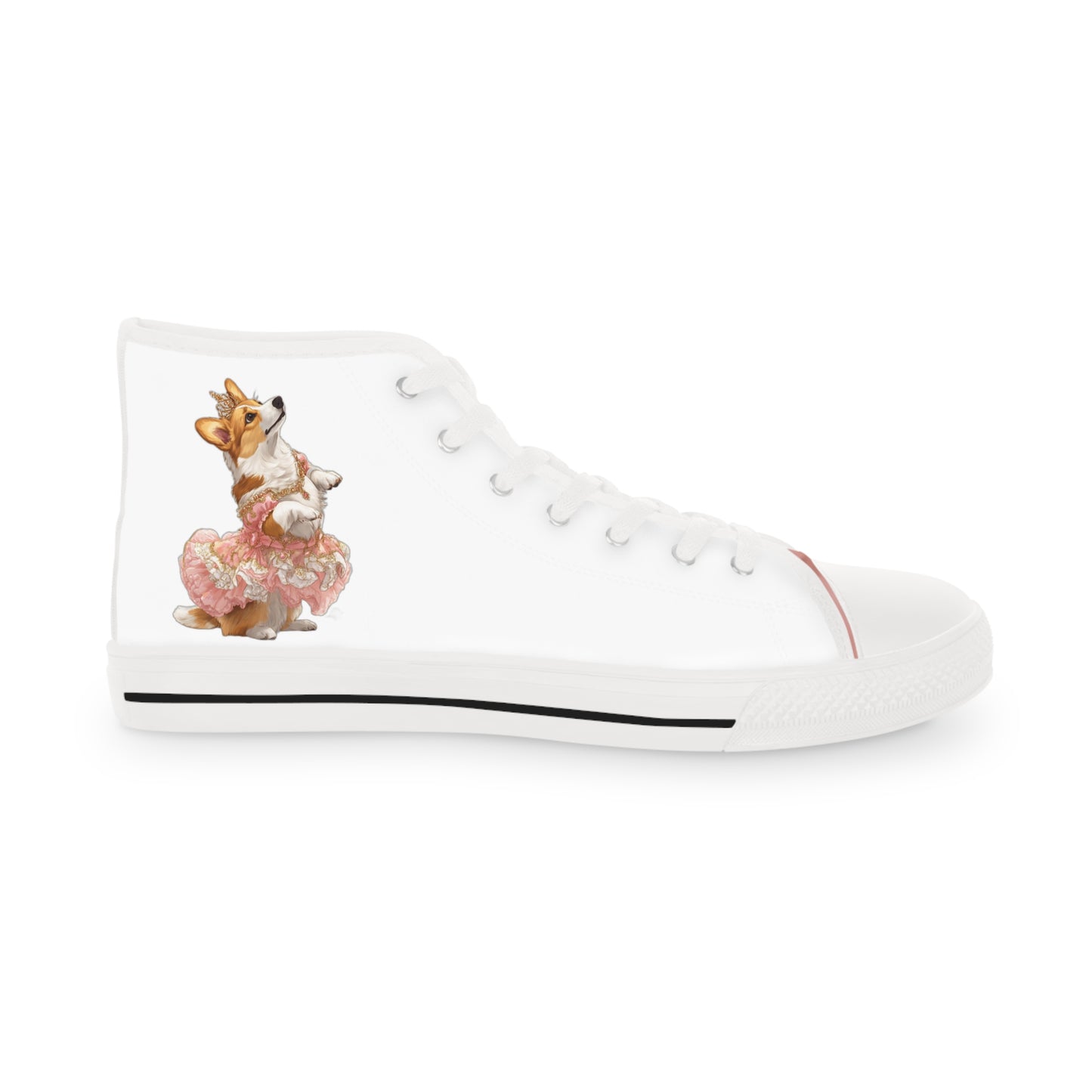 Princess Corgi Men's High Top Casual White & Rose  Sneakers