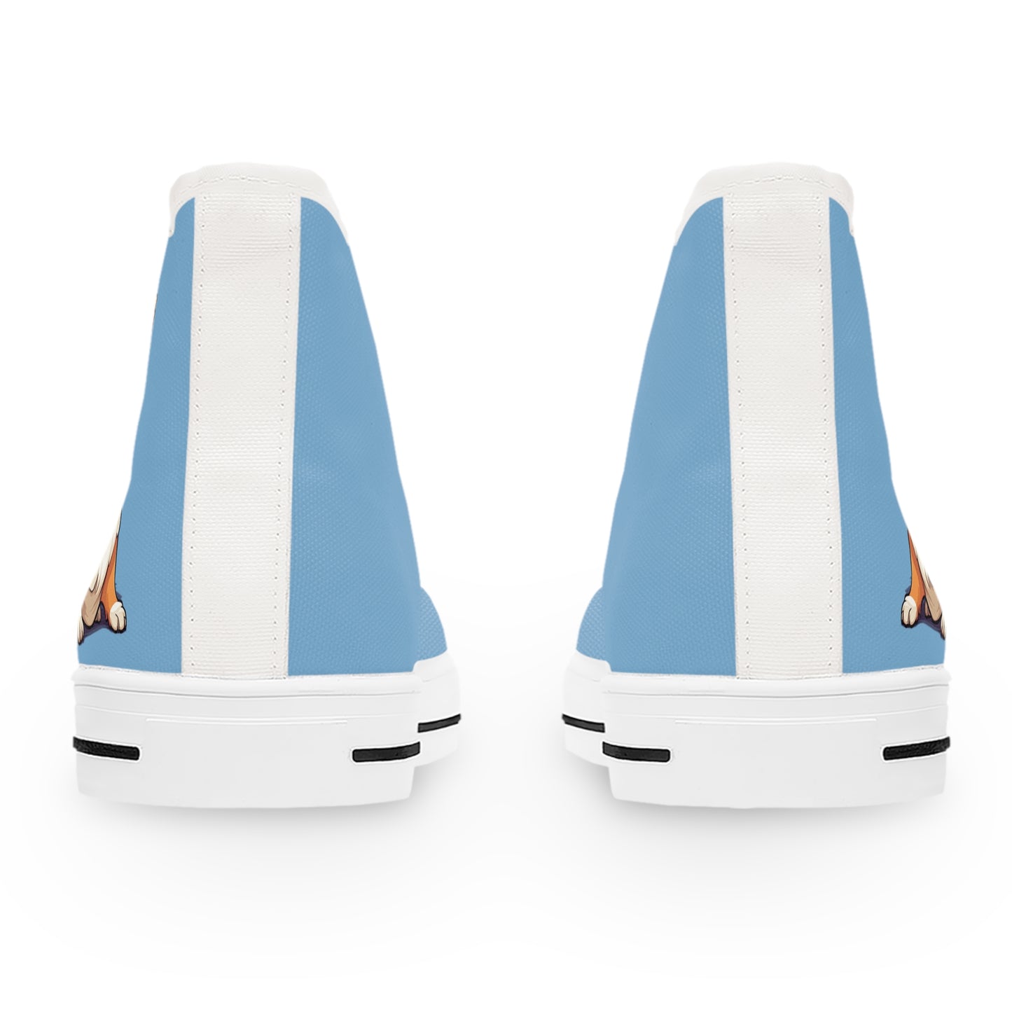 Comical Corgi All Smiles Women's High Top Casual Carolina Blue Canvas Sneakers