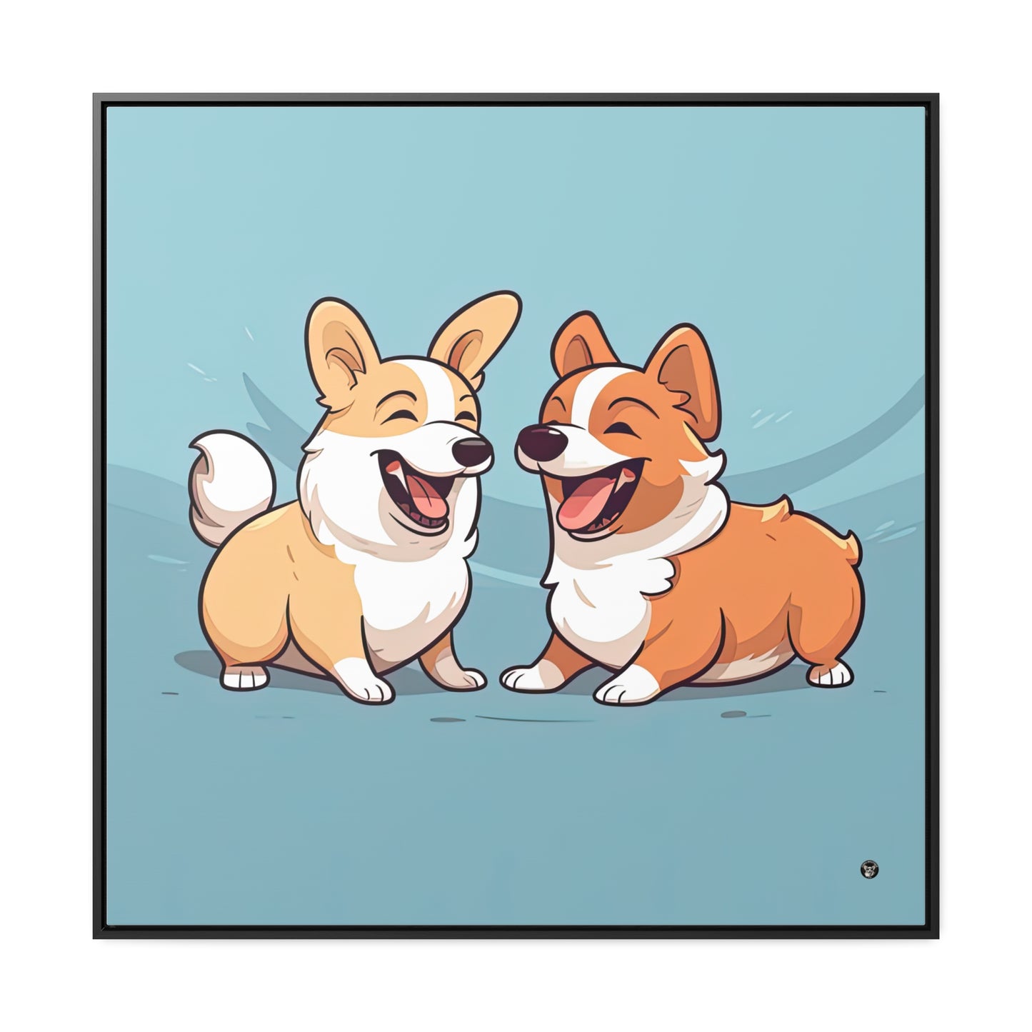 Corgi Couple - Framed on Canvas