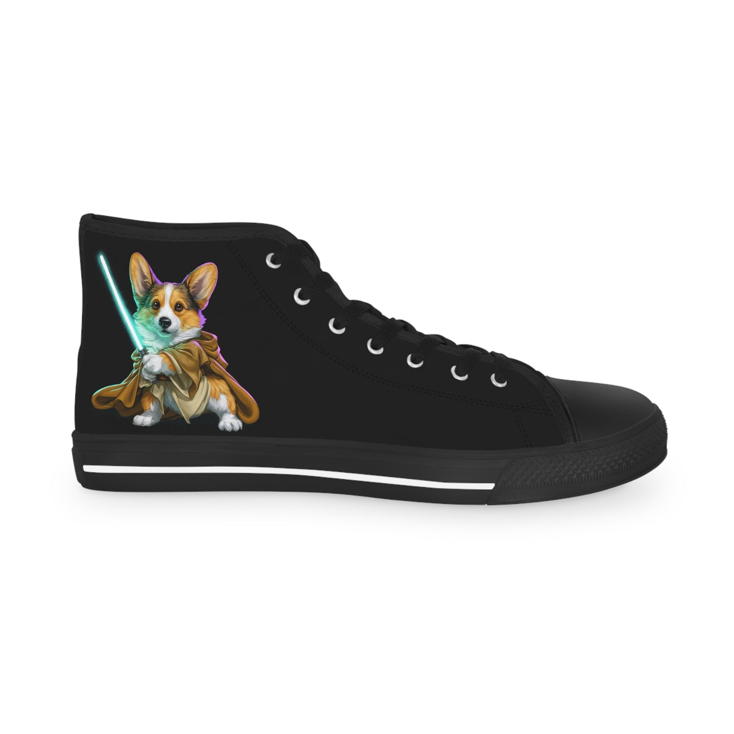 Little Light Knight Corgi Star Warrior Men's High Top Casual Black Canvas Sneakers