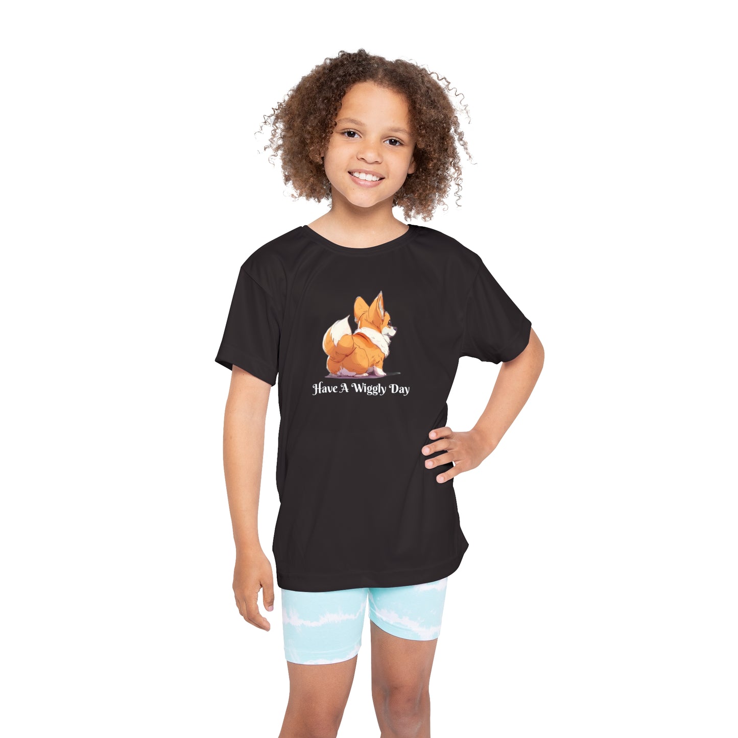 T-shirt de sport pour enfants « Have a Wiggly Day » noir