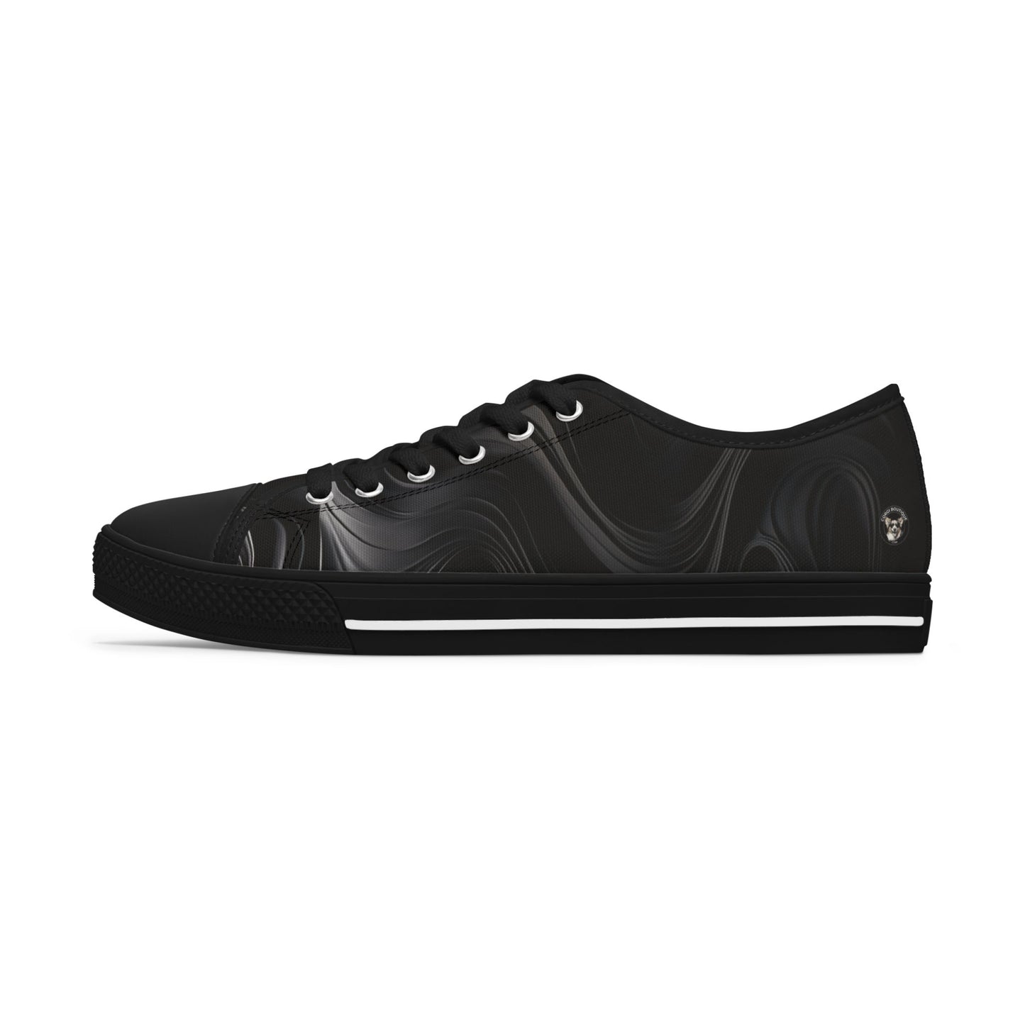 Corgi Potter Magic Wand Women's Low Top Casual Black Swirl Canvas Sneakers