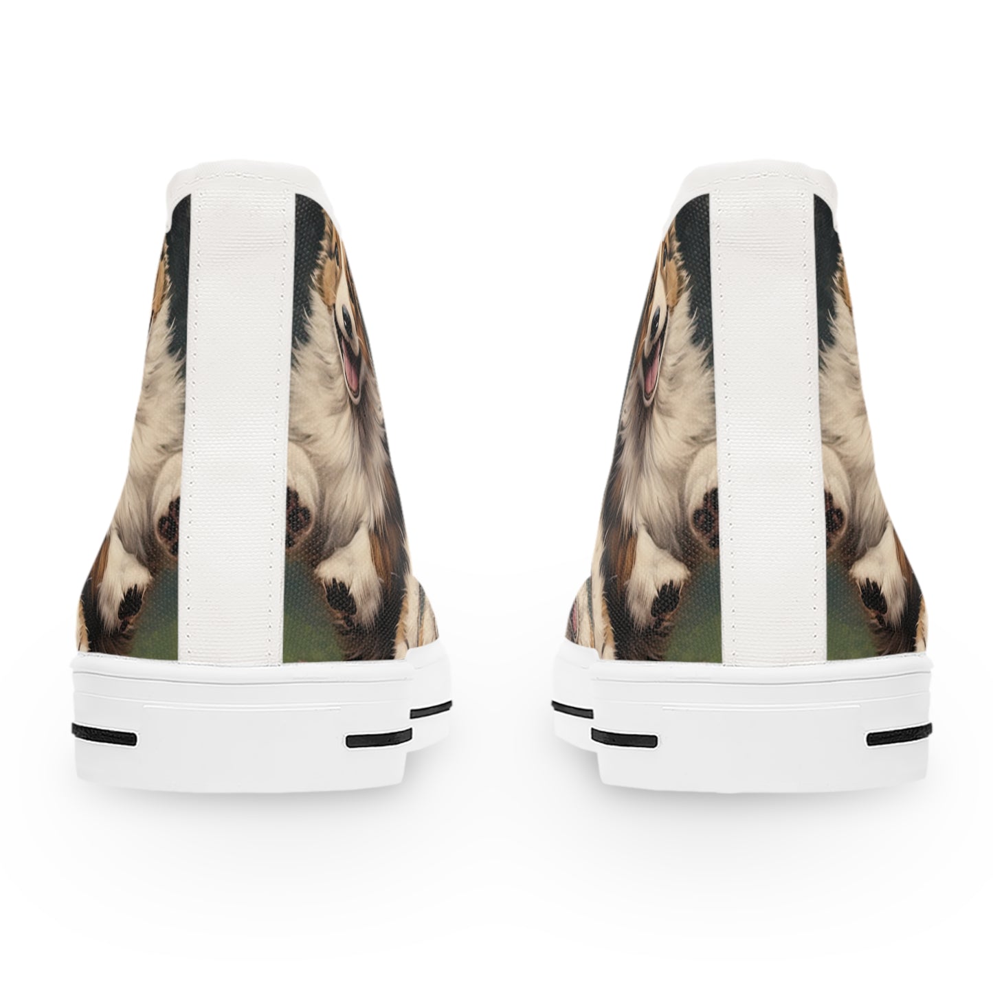 Corgi Pouncing Puppies Print Women's High Top Casual Canvas Sneakers