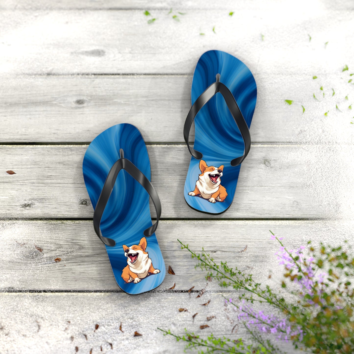 Comical Corgi Flip-Flops