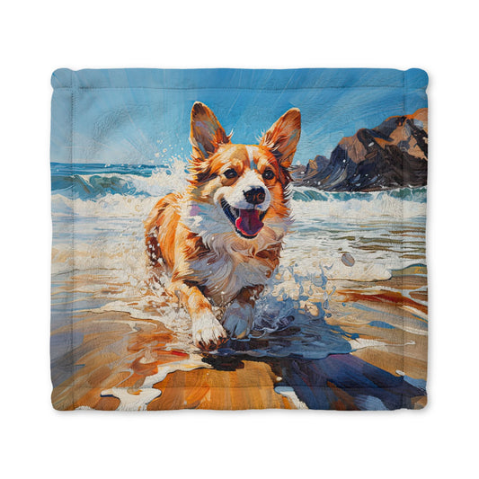 Coastal Corgi Cuddle Blanket