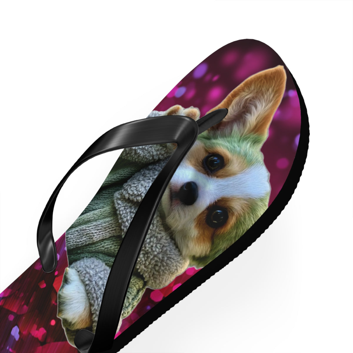 Baby Corgi Star Warrior Unisex Flip Flops — Galaxy Glitter Sandals
