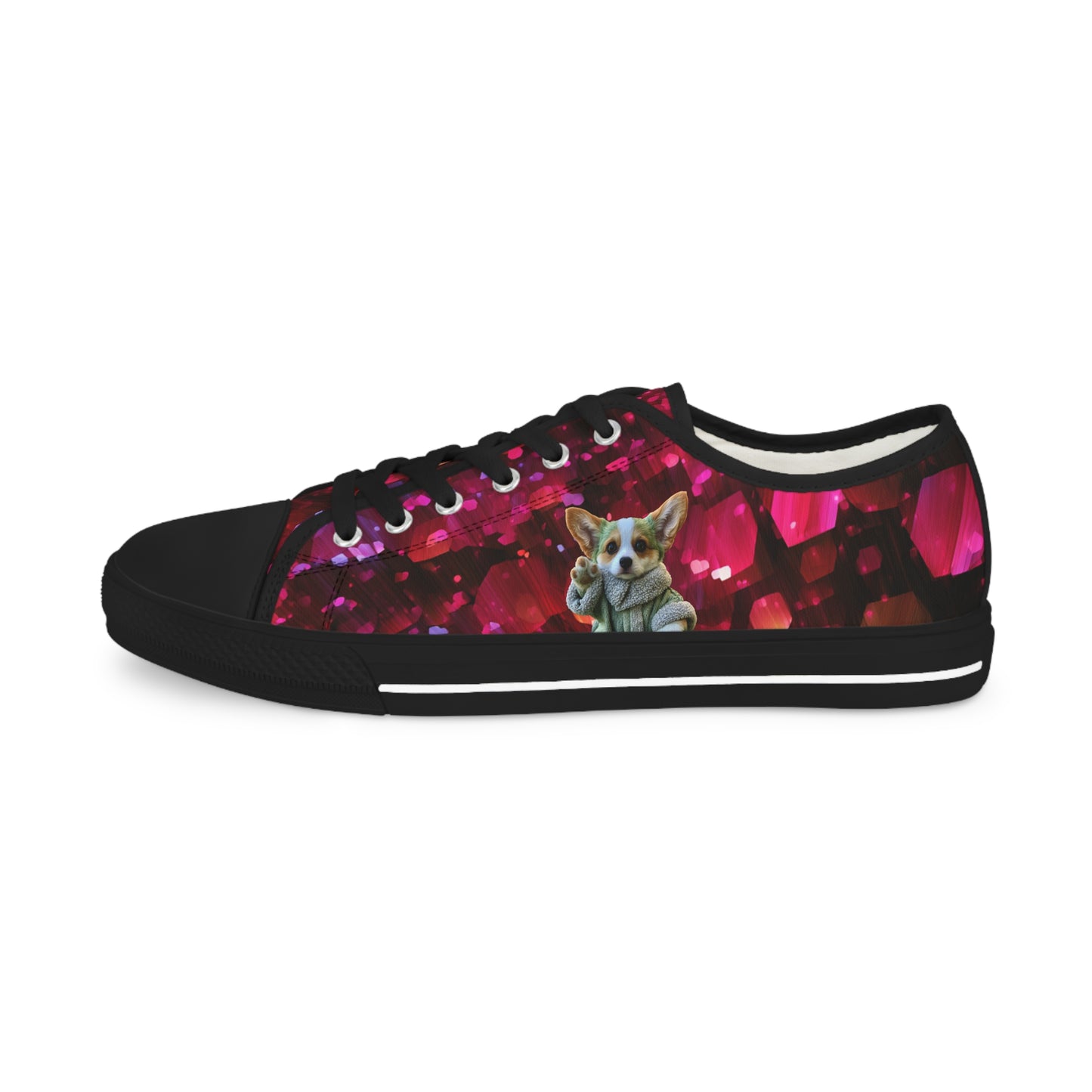 Baby Corgi Men's Space Glitter Casual Canvas Low Top Sneakers - May the Corgi Be With You!