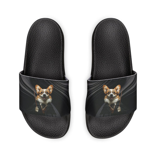 Corgi Potter Magic Wand Women's Casual Black Swirl Slide Sandals - Pool & Beach Slides