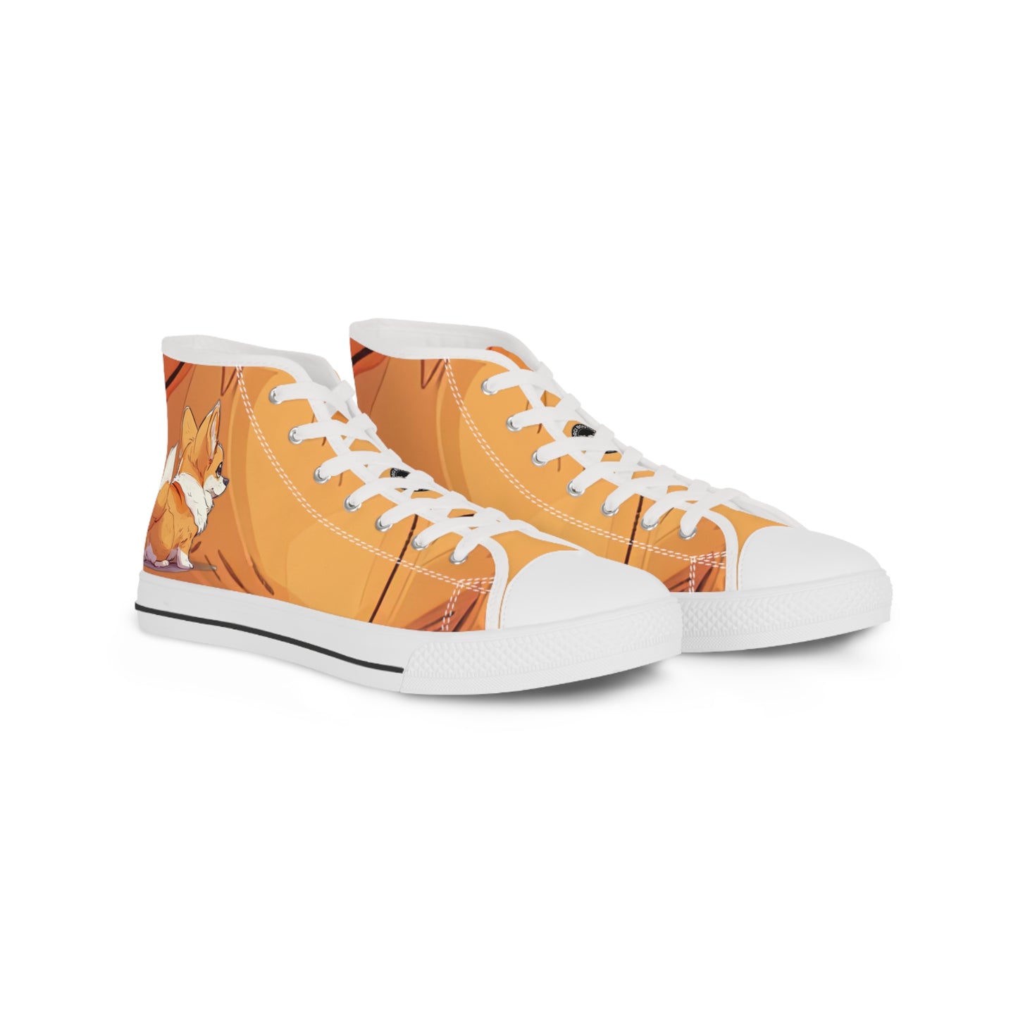 Cutie Patootie Corgi Autumn Orange Men's High Top Casual Canvas Sneakers