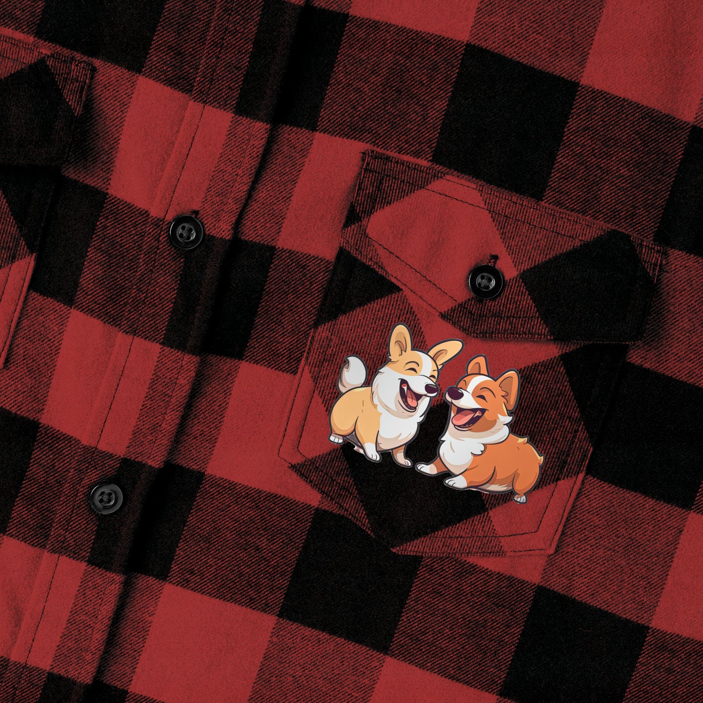 Corgi Couple - Flannel Shirt