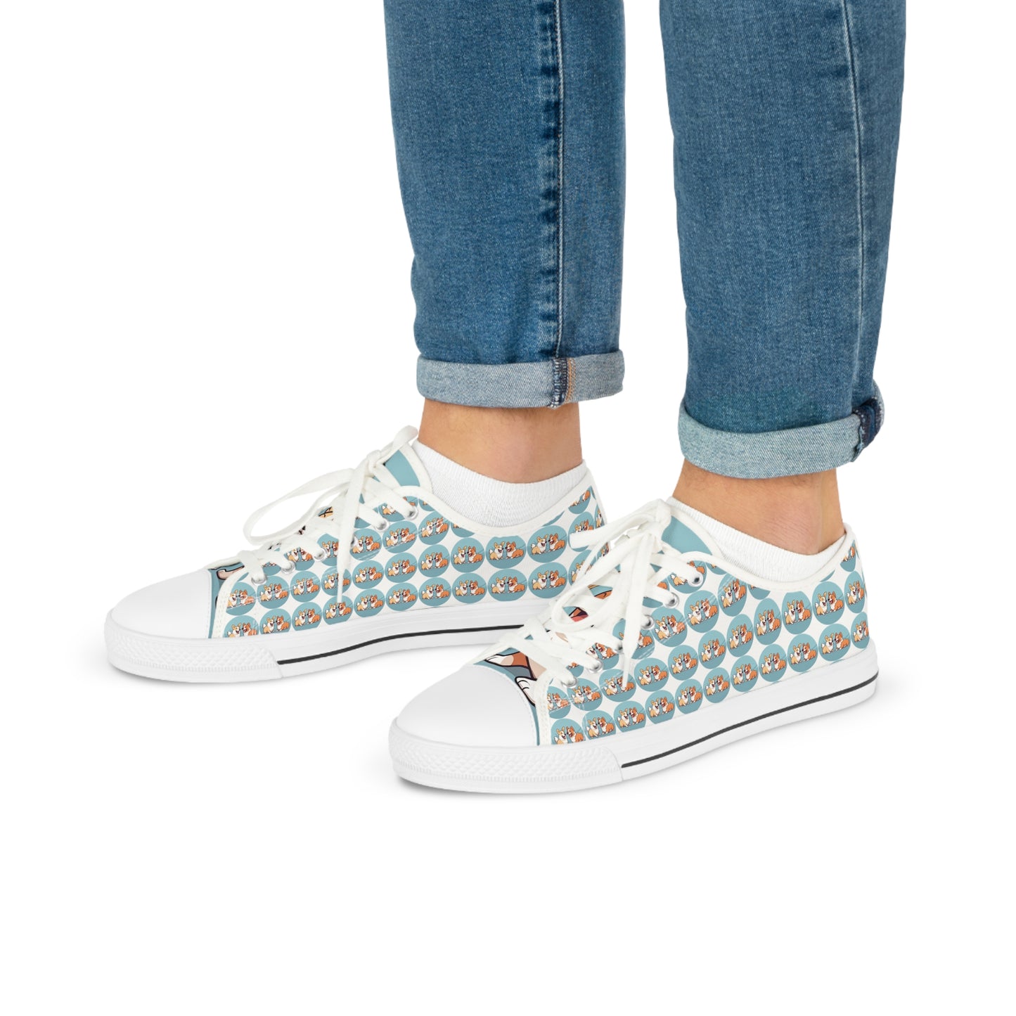 Corgi Couple Mosaic - Men's Low Top Sneakers