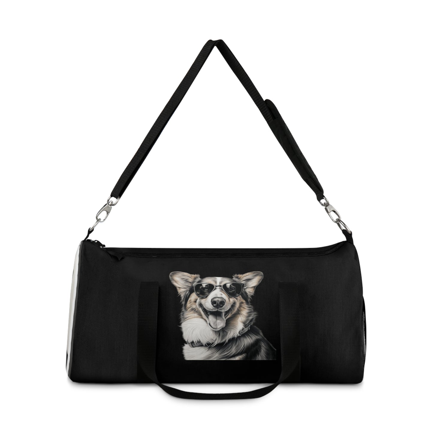 Corgi Cool Artistic Illustration Duffel Bag - Hip Black Corgi Travel Gym Bag