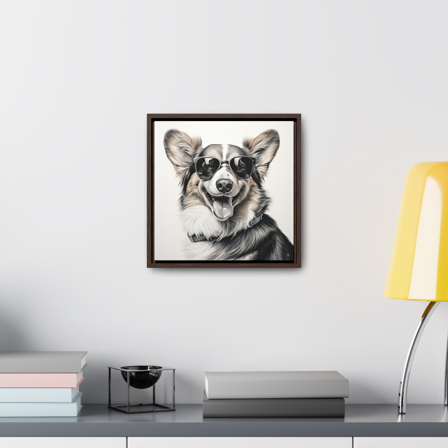 Corgi Cool - Framed on Canvas