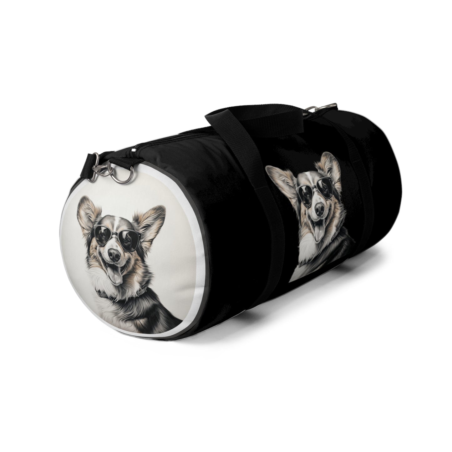 Corgi Cool Artistic Illustration Duffel Bag - Hip Black Corgi Travel Gym Bag