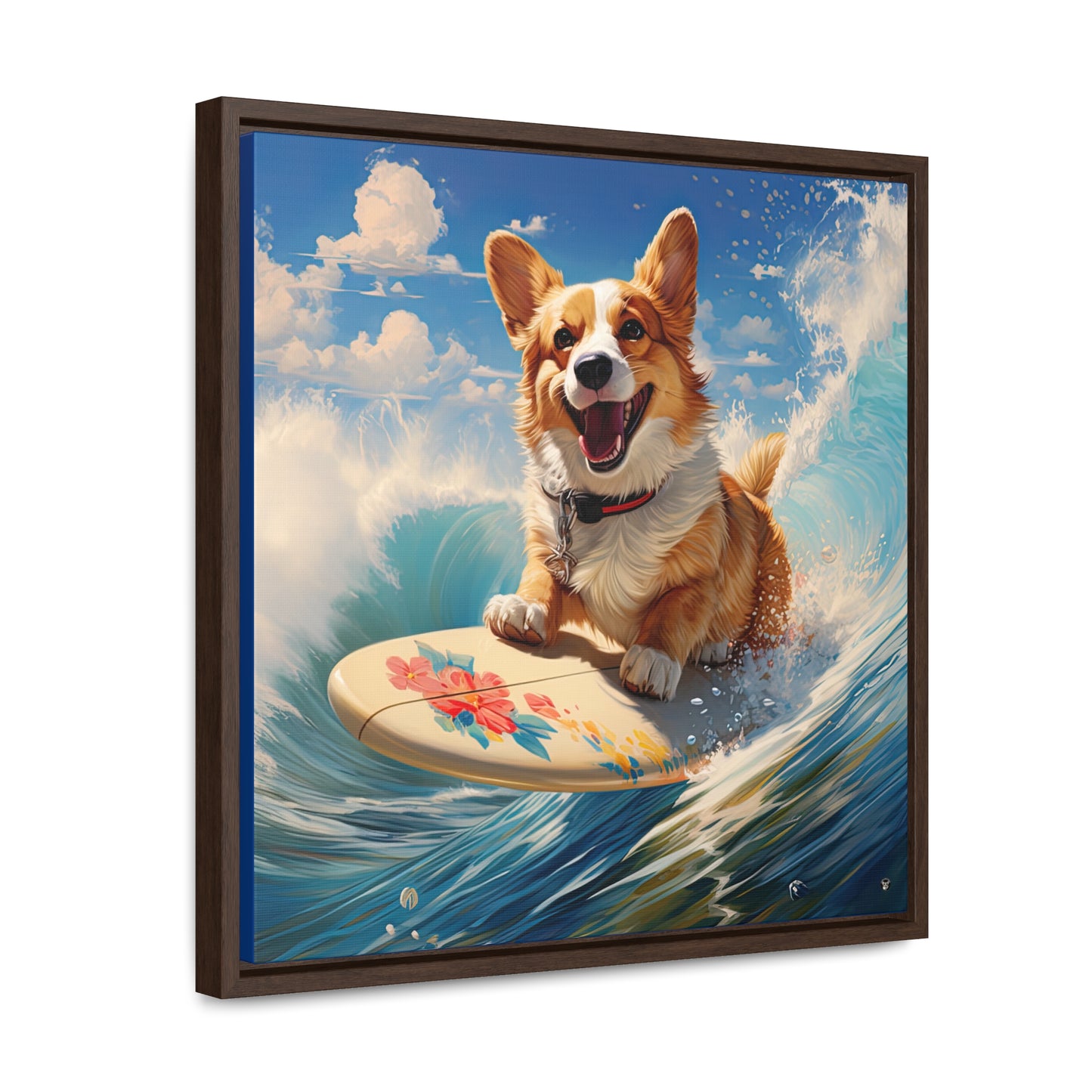 Cowabunga Corgi - Framed on Canvas